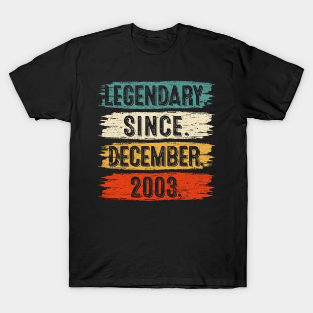 19 Years Old Gifts Legendary Since December 2003 19th Birthday T-Shirt by Henry jonh